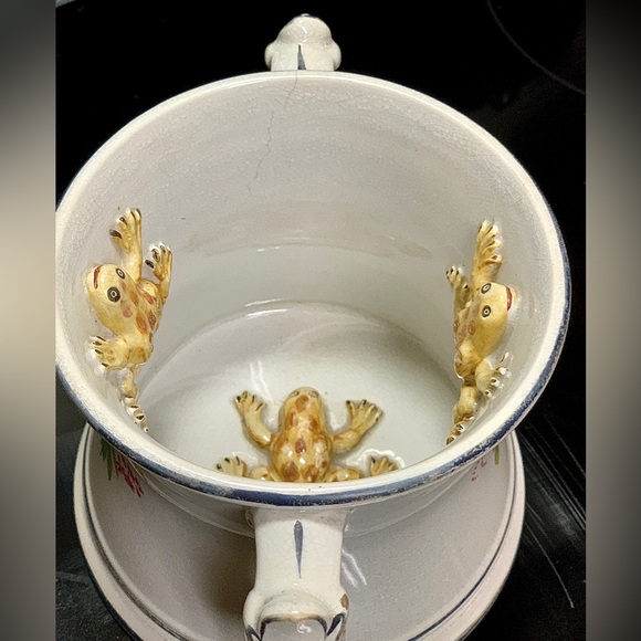 Vintage c. 1790 English Antique Pearlware Three Frog Mug Loving Cup - Picture 14 of 16